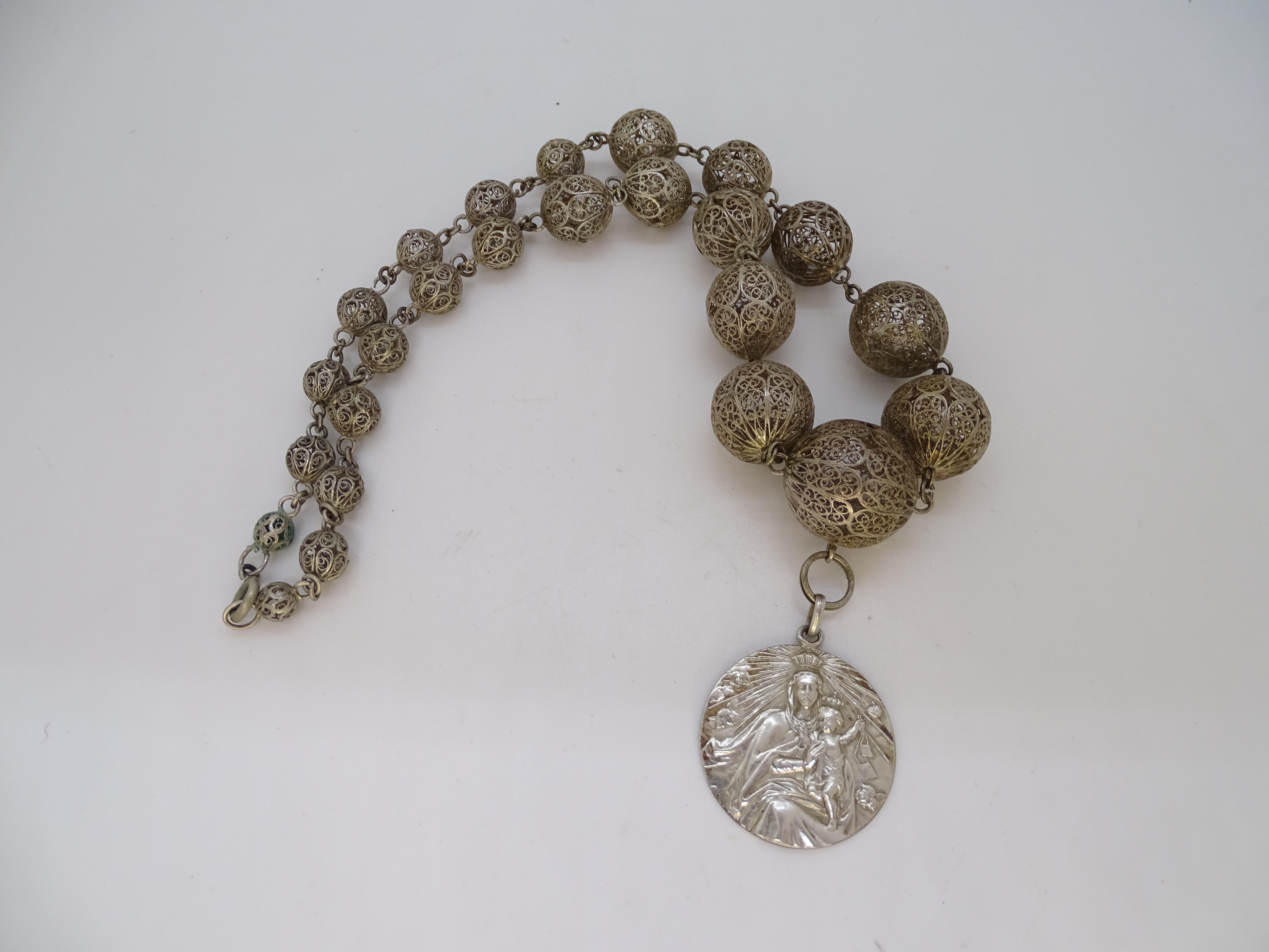 Collana vintage di sfere in filigrana in argento sterling in vendita 12