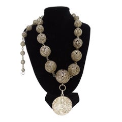 Vintage necklace of filigree spheres in sterling silver