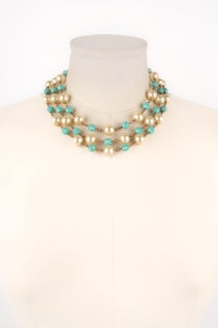 Vintage Necklace with Blue Facetted Pearls and Costume Pearls