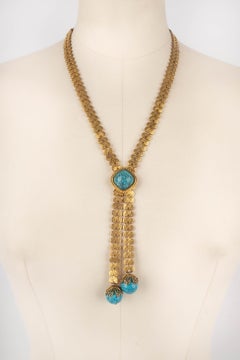 Vintage Necklace with Blue Pearls