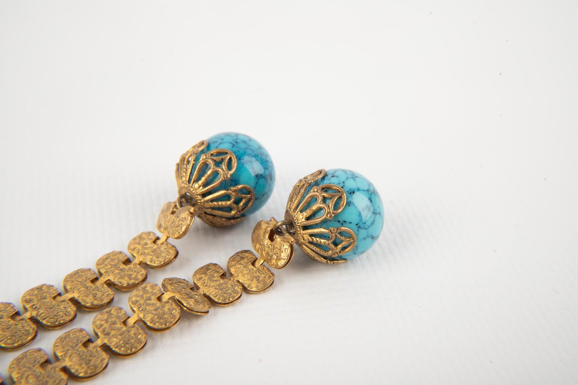 Collana vintage con perle blu In condizioni ottime in vendita a SAINT-OUEN-SUR-SEINE, FR