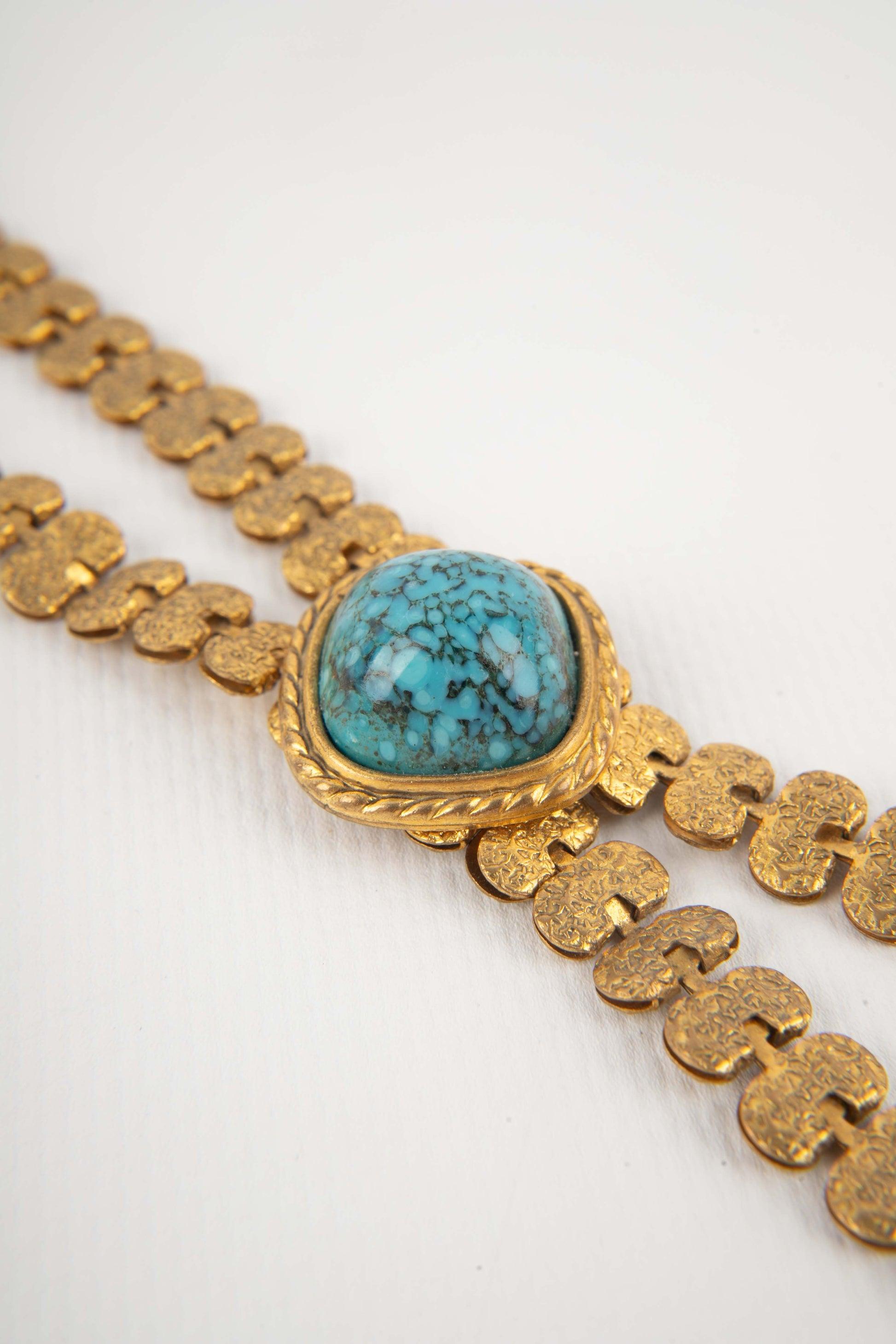 Donna Collana vintage con perle blu in vendita