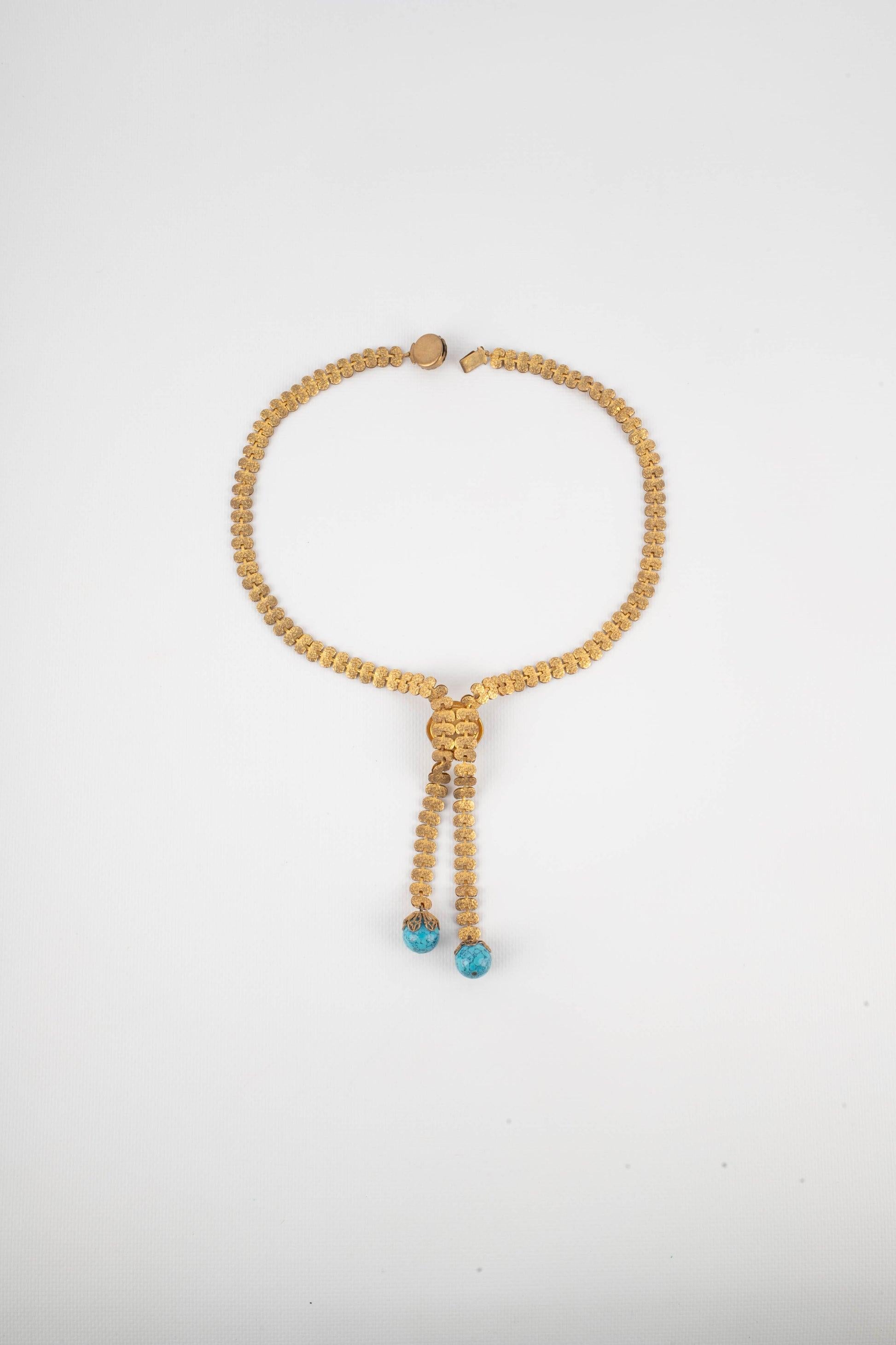 Collana vintage con perle blu in vendita 2