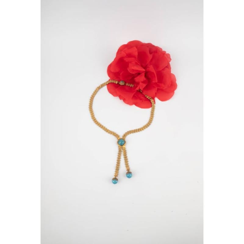 Collana vintage con perle blu in vendita 3