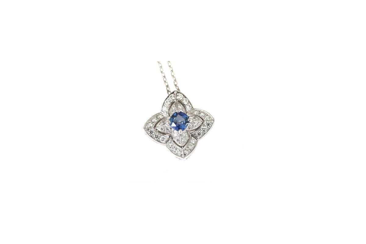 Vintage necklace with diamonds and sapphire In Good Condition For Sale In Chorzów, PL