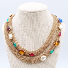 Vintage Necklace with Faux Gemstones 1950s