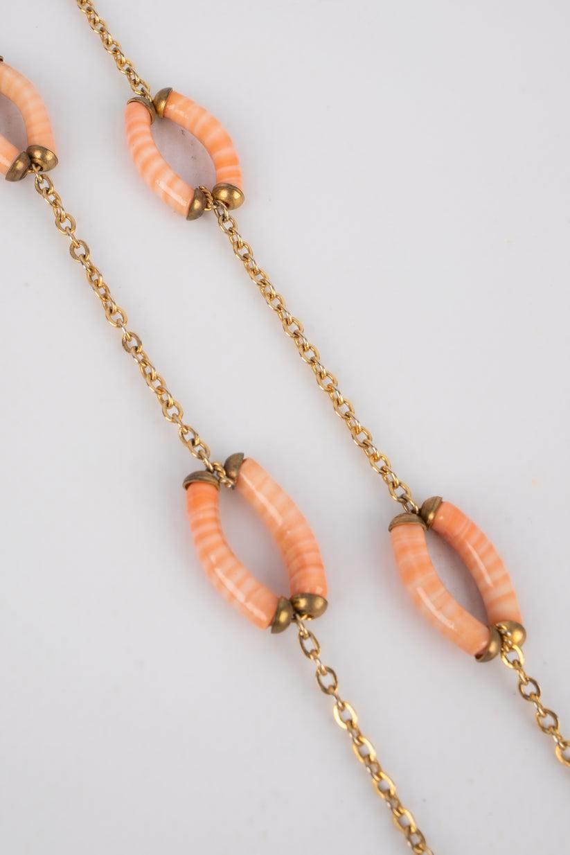 Women's Vintage Necklace with Pale Pink Glass, 1960s For Sale