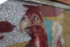 Vintage Needlepoint, Tufted Wool and Glass Beaded Framed Tapestry