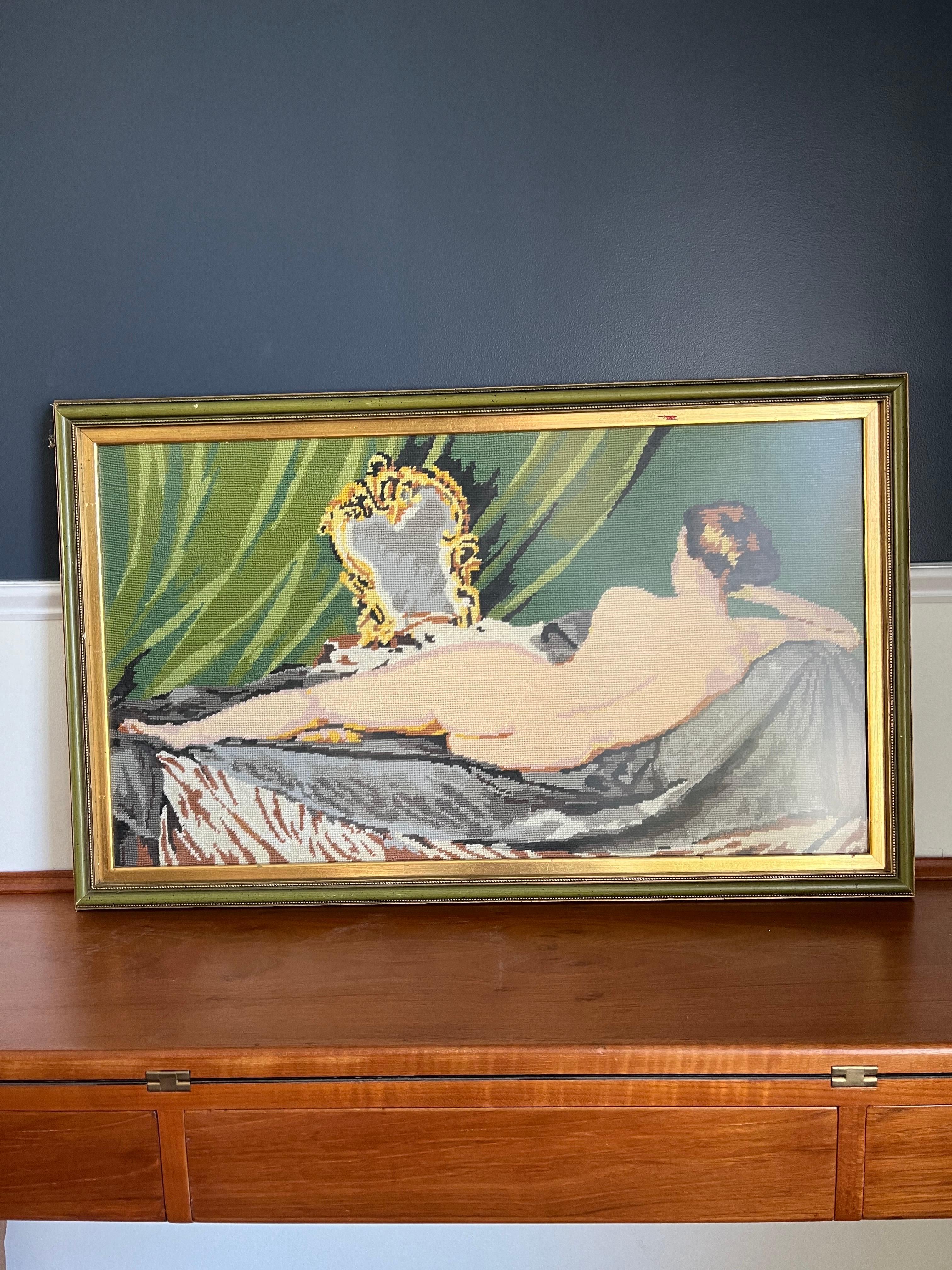Classical Roman Vintage Needlepoint Nude Venus after Rokeby Venus For Sale