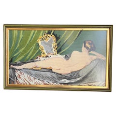 Vintage French Victorian Needlepoint Nude