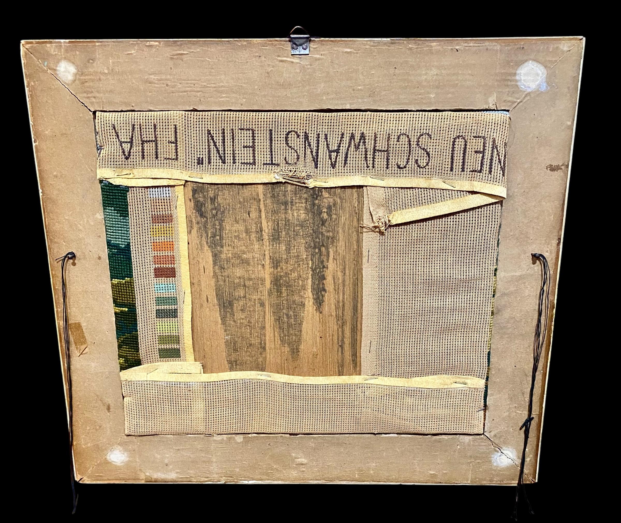 Mid-20th Century Vintage Needlepoint Of Neuschwanstein Castle Presented In A Giltwood Frame For Sale