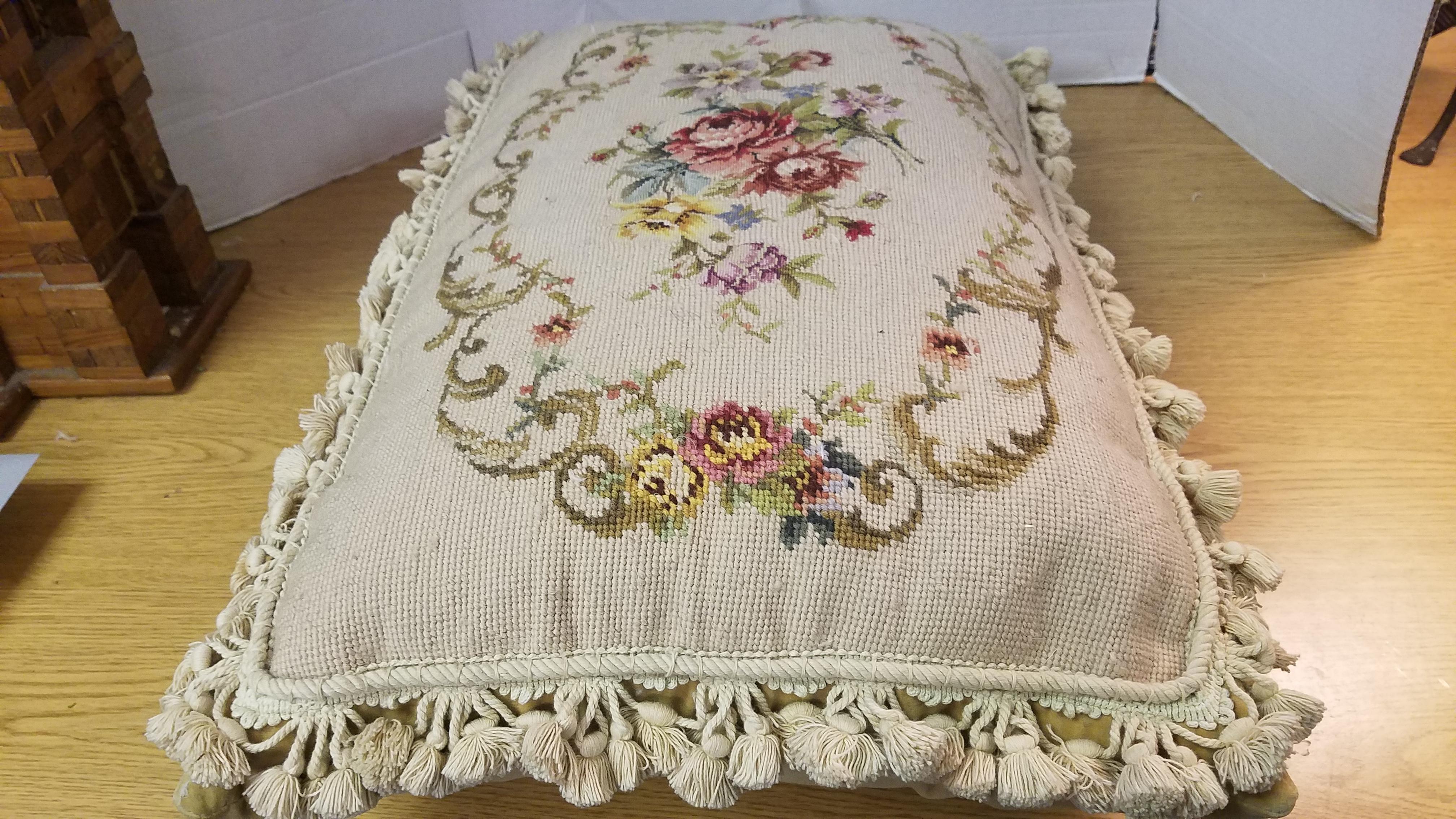 20th Century Vintage Needlepoint Pillow For Sale
