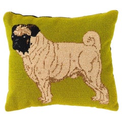 Cojín Pug vintage de punto de aguja