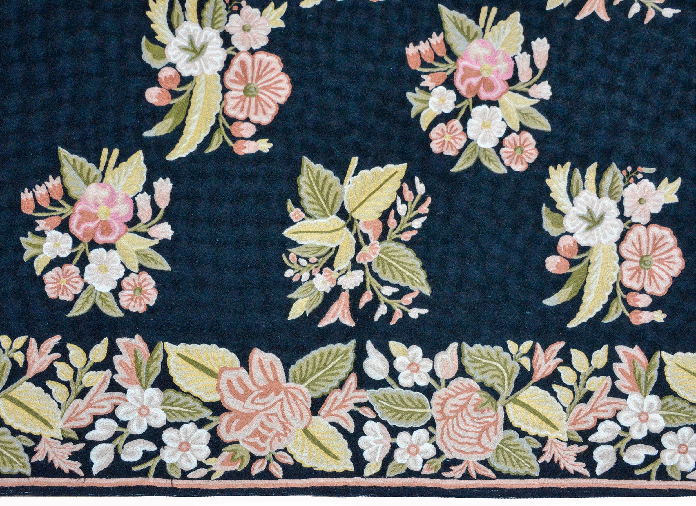 Hand-Crafted Vintage Needlepoint Rug For Sale