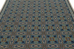 Vintage Needlepoint Rug in Blue with Geometric Patterns, from Rug & Kilim