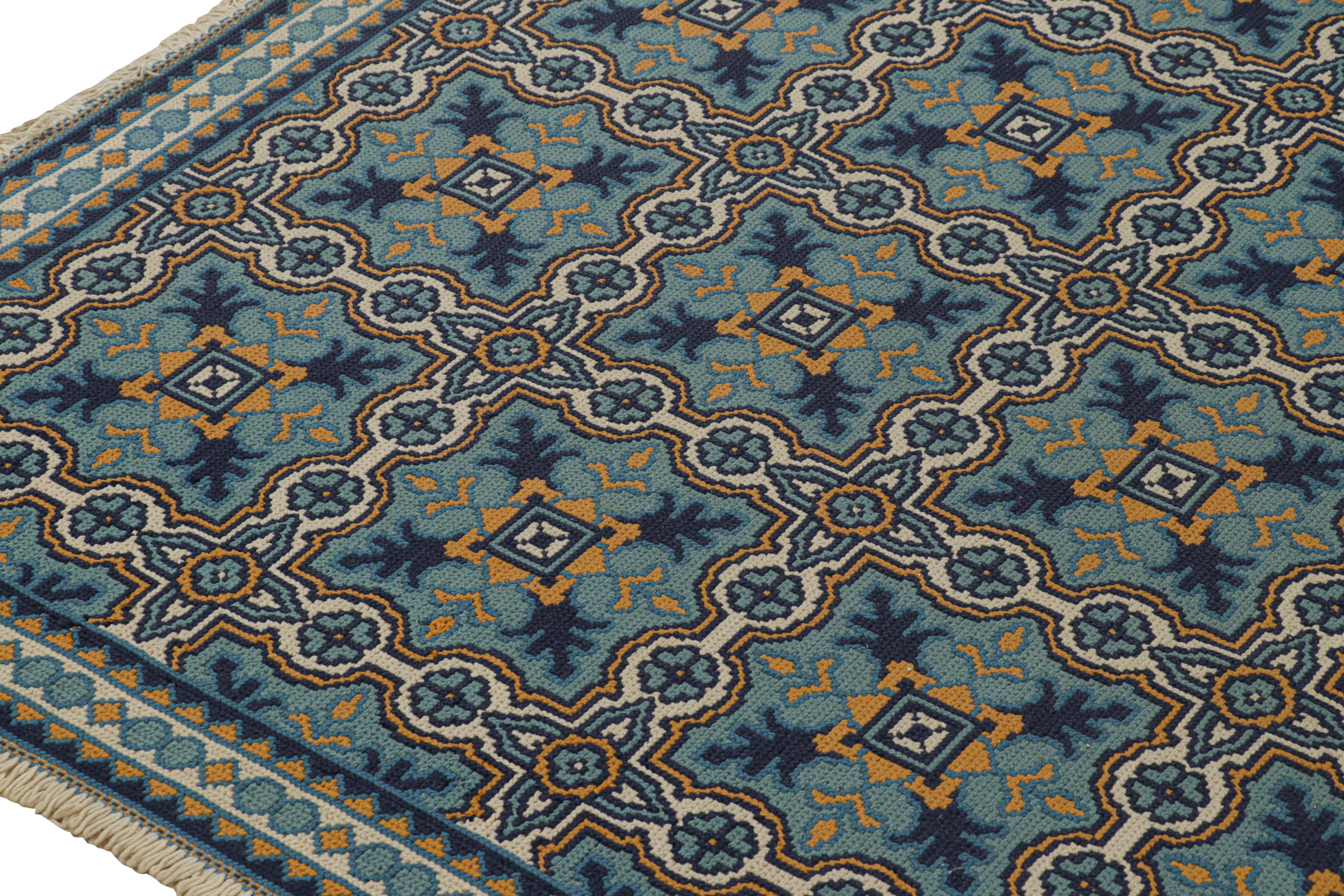 Vintage-Nadelspitze-Teppich in Blau mit geometrischen Mustern, von Rug & Kilim (Englisch) im Angebot