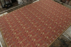 Vintage Needlepoint Rug in Red with Floral Patterns - by Rug & Kilim