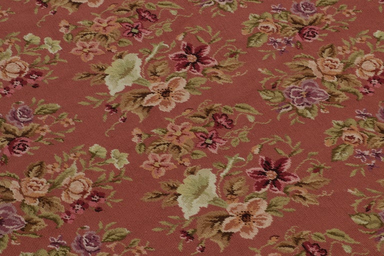 Vintage Needlepoint Rug in Red with Floral Patterns - by Rug and Kilim ...