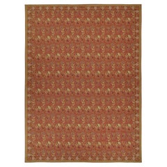 Vintage Needlepoint Rug in Red with Floral Patterns - by Rug & Kilim