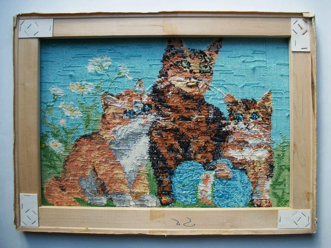 Arazzo d'epoca a punta d'ago - 'Les Chatons' - 'Gattini' - Canada - Metà del XX secolo. In condizioni buone in vendita a Chatham, ON