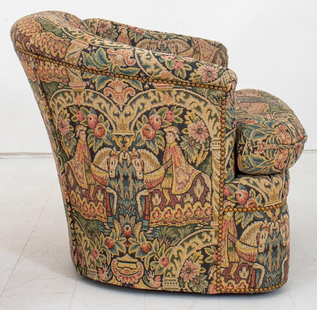 Vintage Needlepoint Upholstered Chair & Ottoman For Sale 3