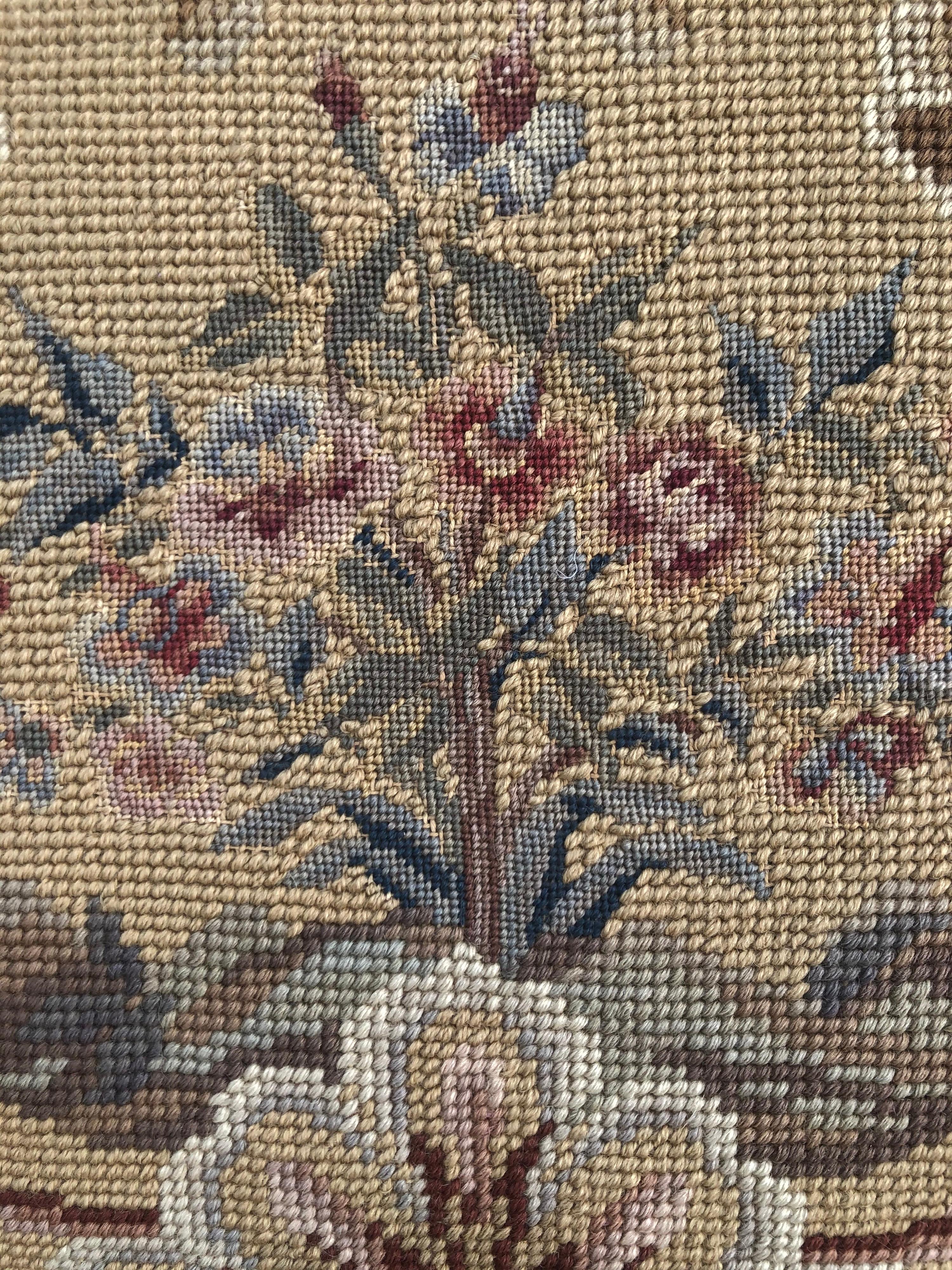 Wool Vintage Needlepoint Upholstery Wall Hanging 