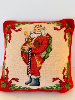 Vintage Neeflepoint Pillow with Santa Claus