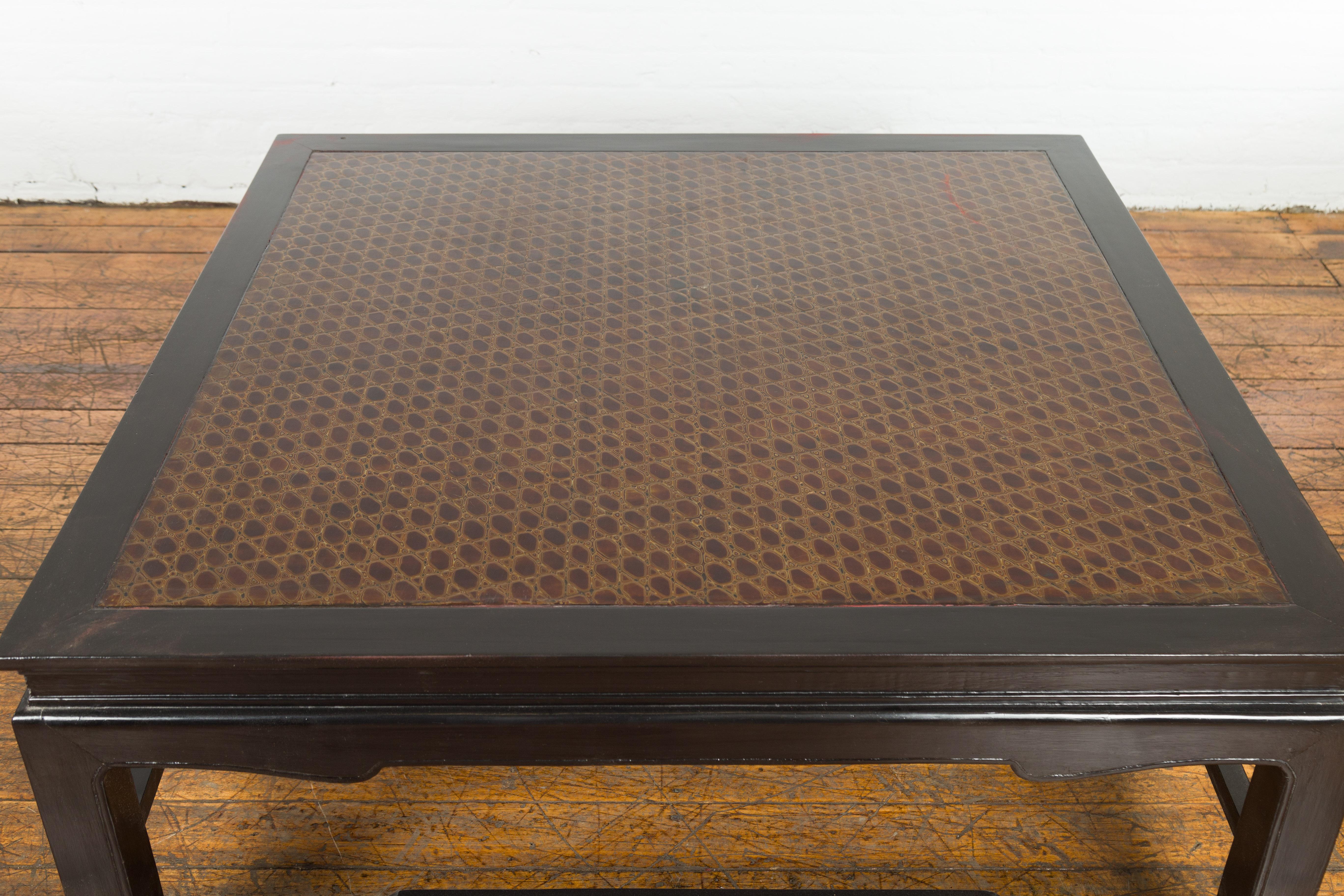 Negora Lacquered Square Vintage Coffee Table For Sale 1