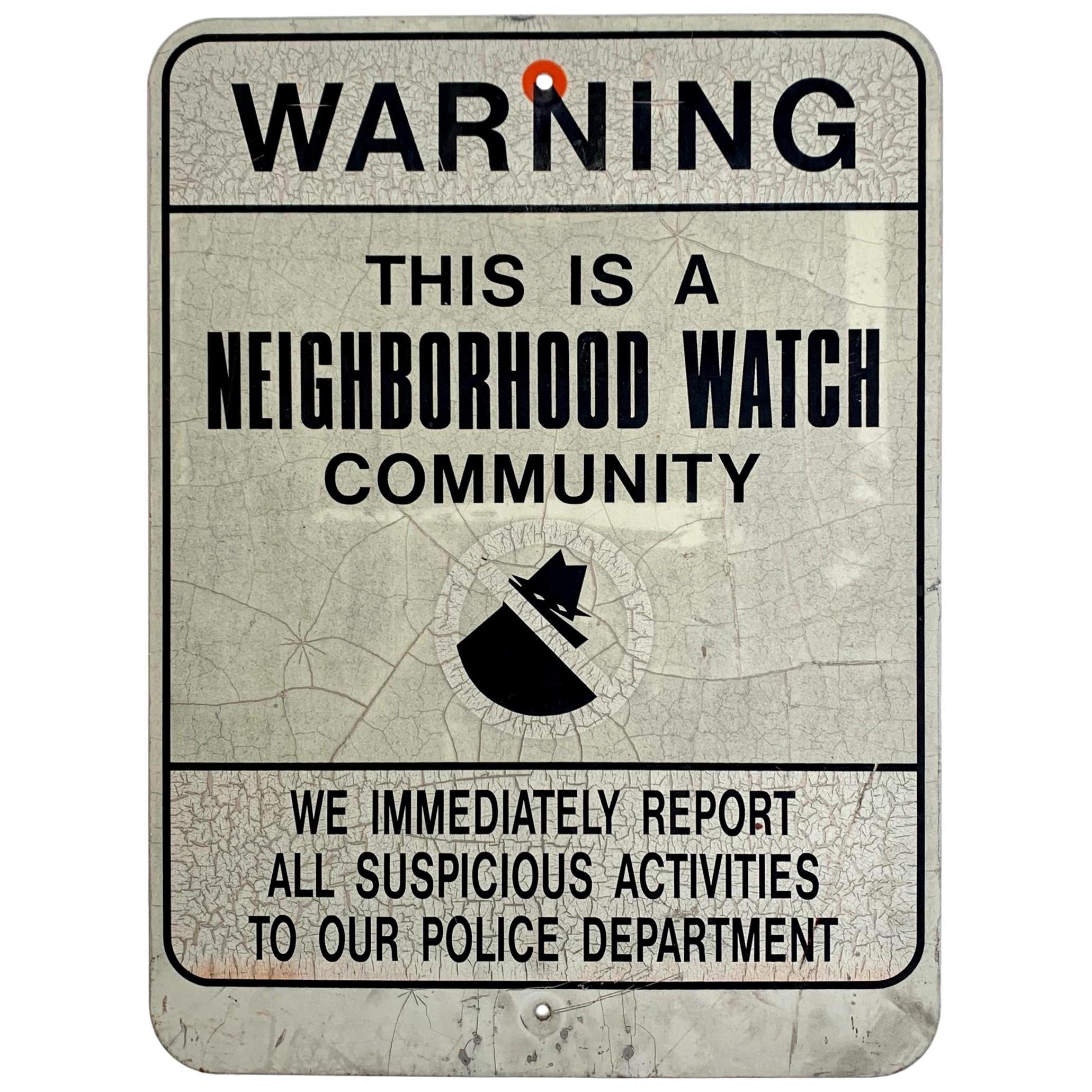 Vintage Neighborhood Watch Sign For Sale