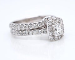 Parure vintage Neil Lane composée d'une bague en or blanc 14 carats sertie de diamants taille princesse et ronde d'un poids total de 1,45 carat