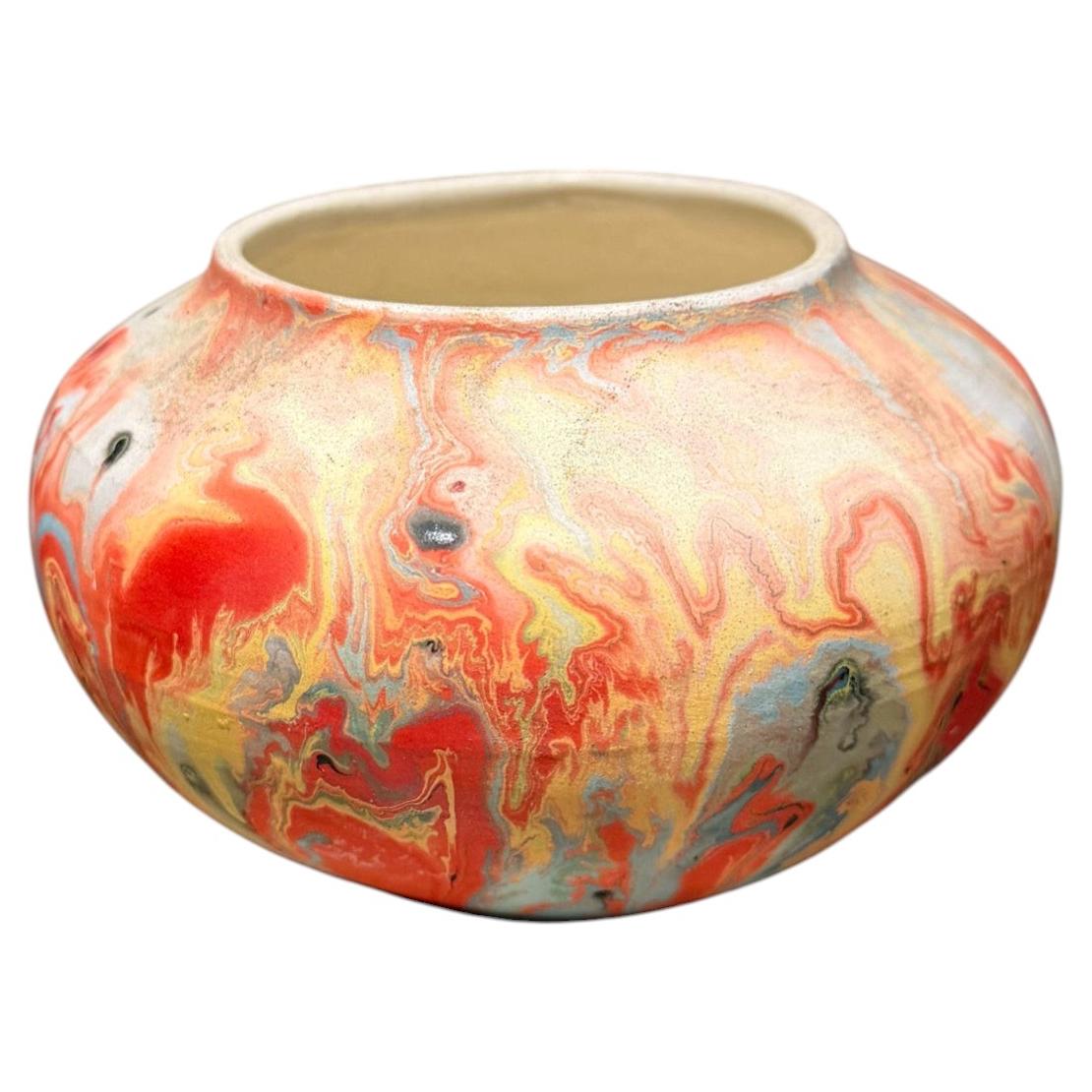 Vintage Nemadji Indian Art Pottery Red Vase by Native American Maker