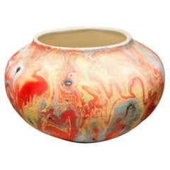 Rote Vase im Vintage-Stil aus der Nemadji-Indianer-Keramikkunst, hergestellt von einem indianischen Künstler
