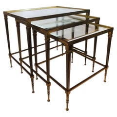 Vintage Neo-Classic Hollywood Regency Brass Nesting Tables