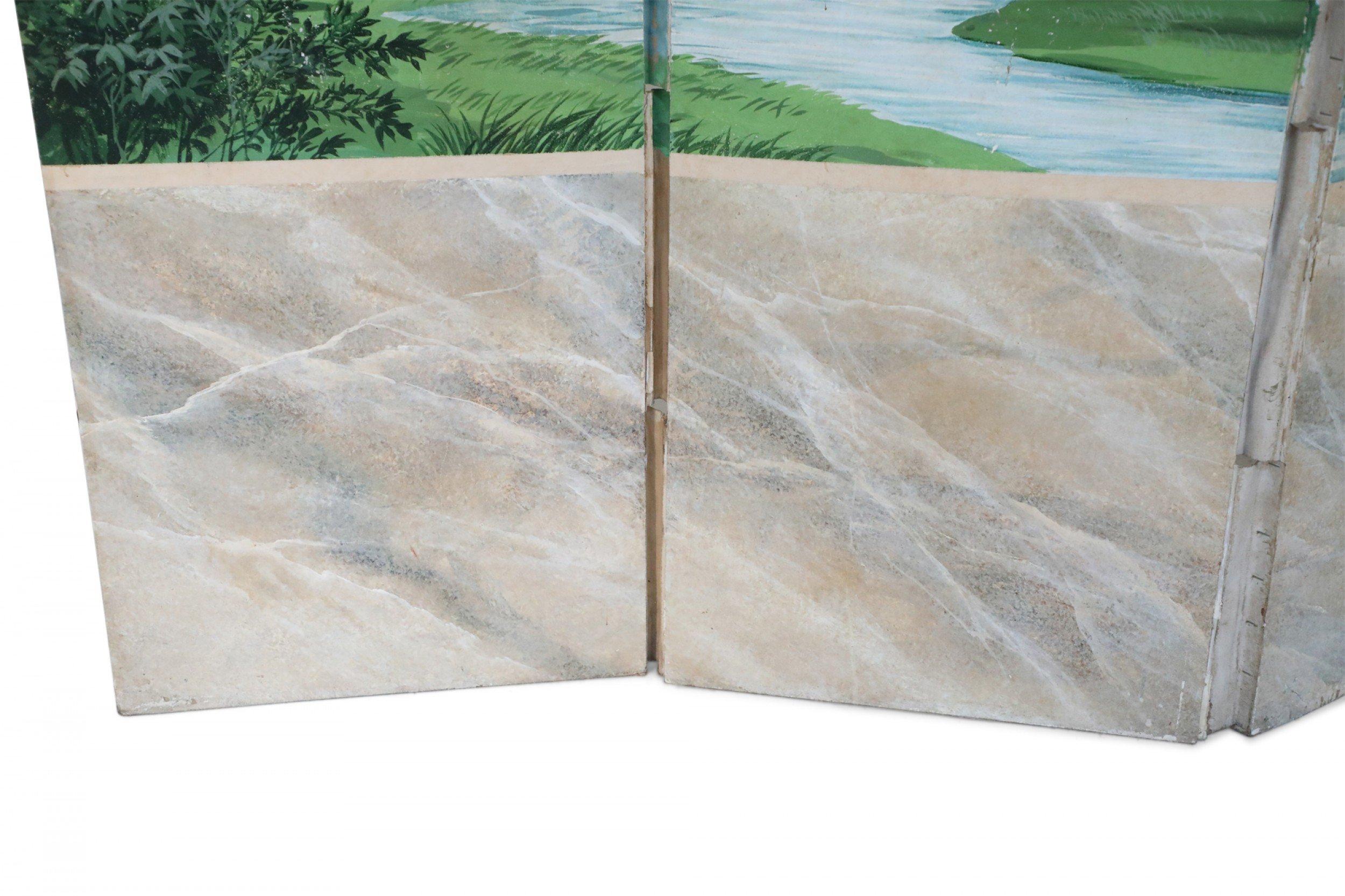 Biombo Vintage de Cuatro Paneles con Escena Pastoral Pintada de Estilo Neoclásico 8