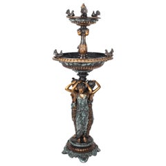 Vintage Neoclassical Bronze Two-Tier Pond Garden Fountain, 20th Century