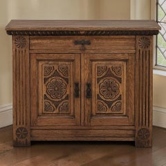 Vintage Neo-Gothic Oak Petite Cabinet