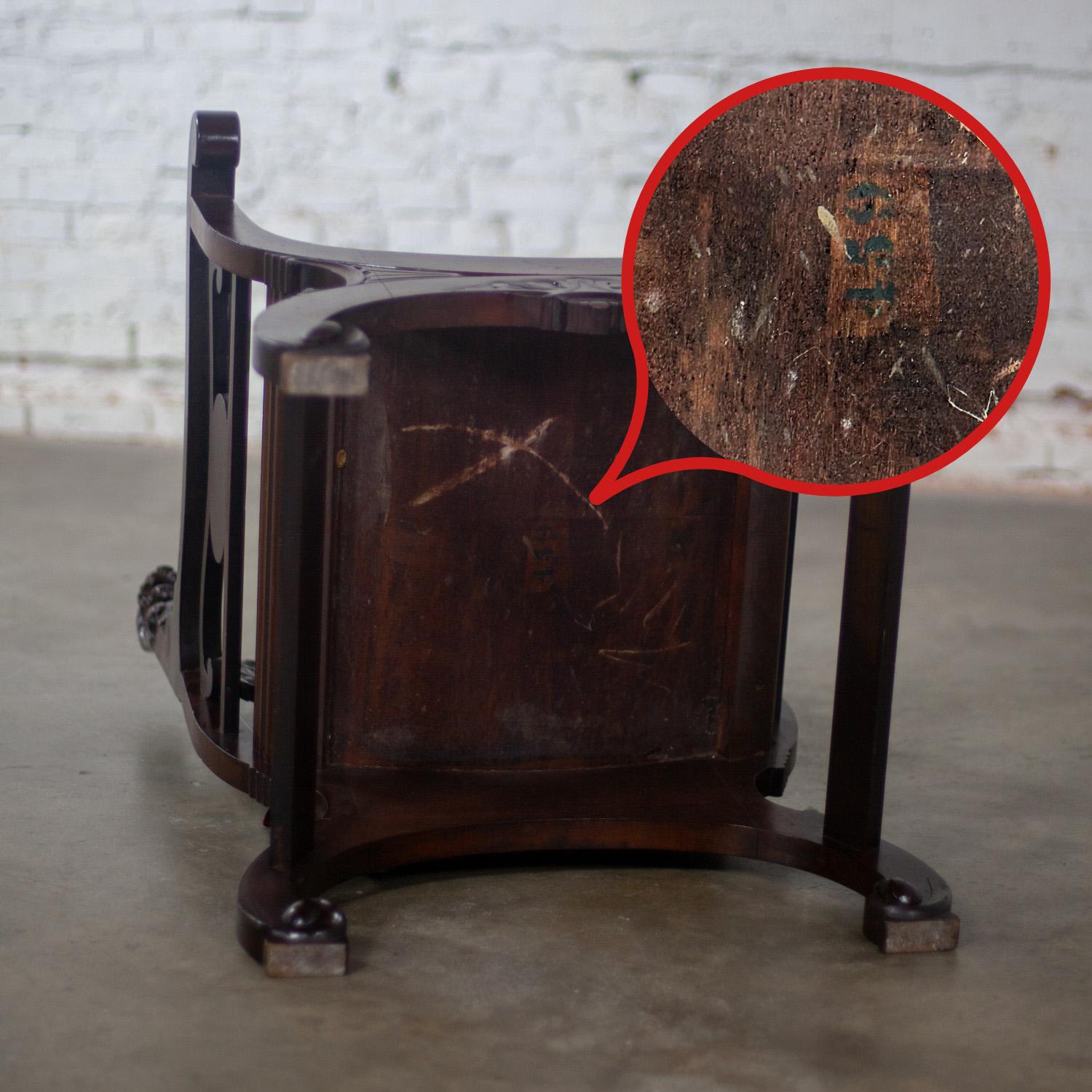 Vintage Neo Renaissance Style Lion Head Savonarola Throne Chair w/Mahogany Frame For Sale 6