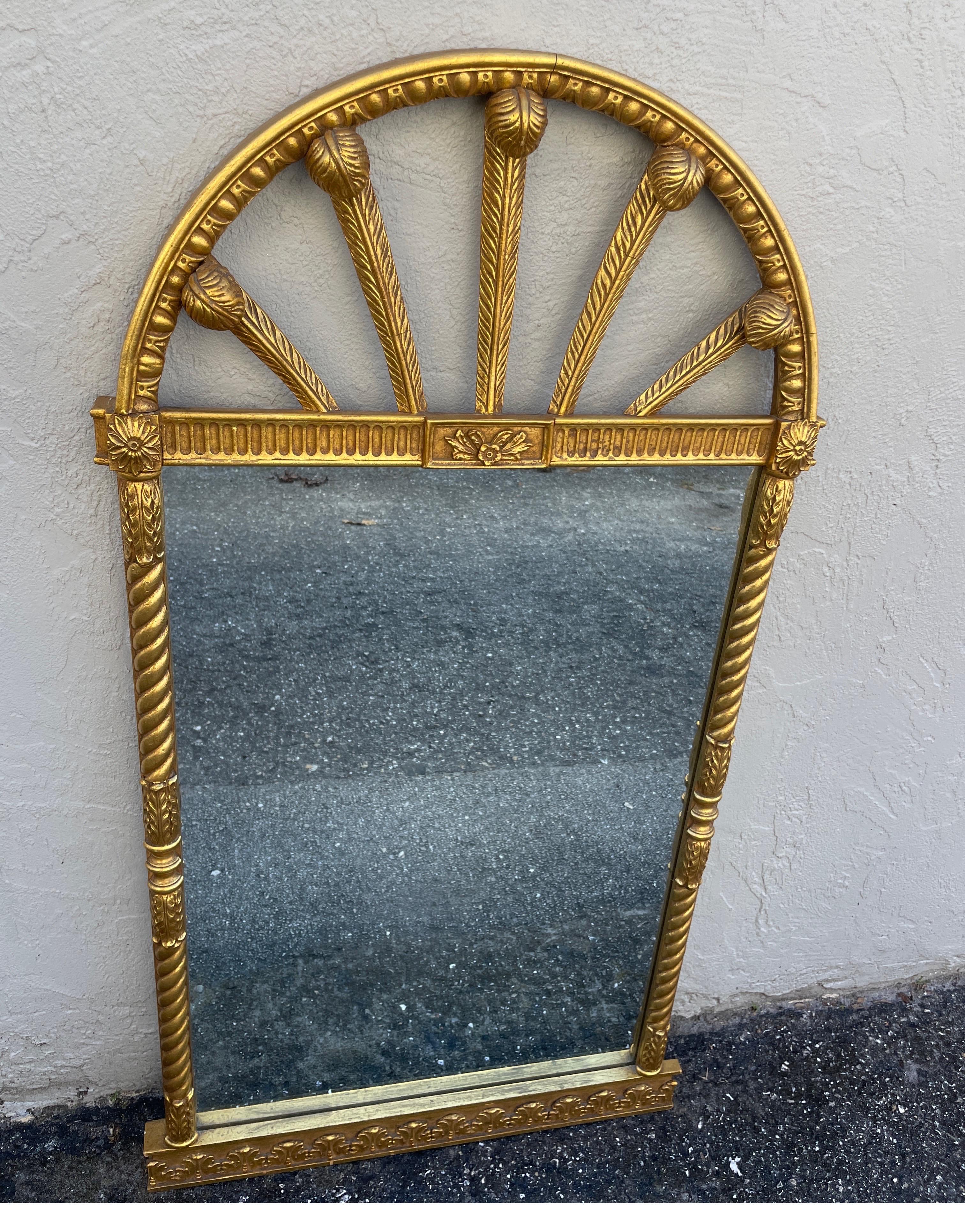 Vintage Neoclassical Arched Giltwood Mirror 2