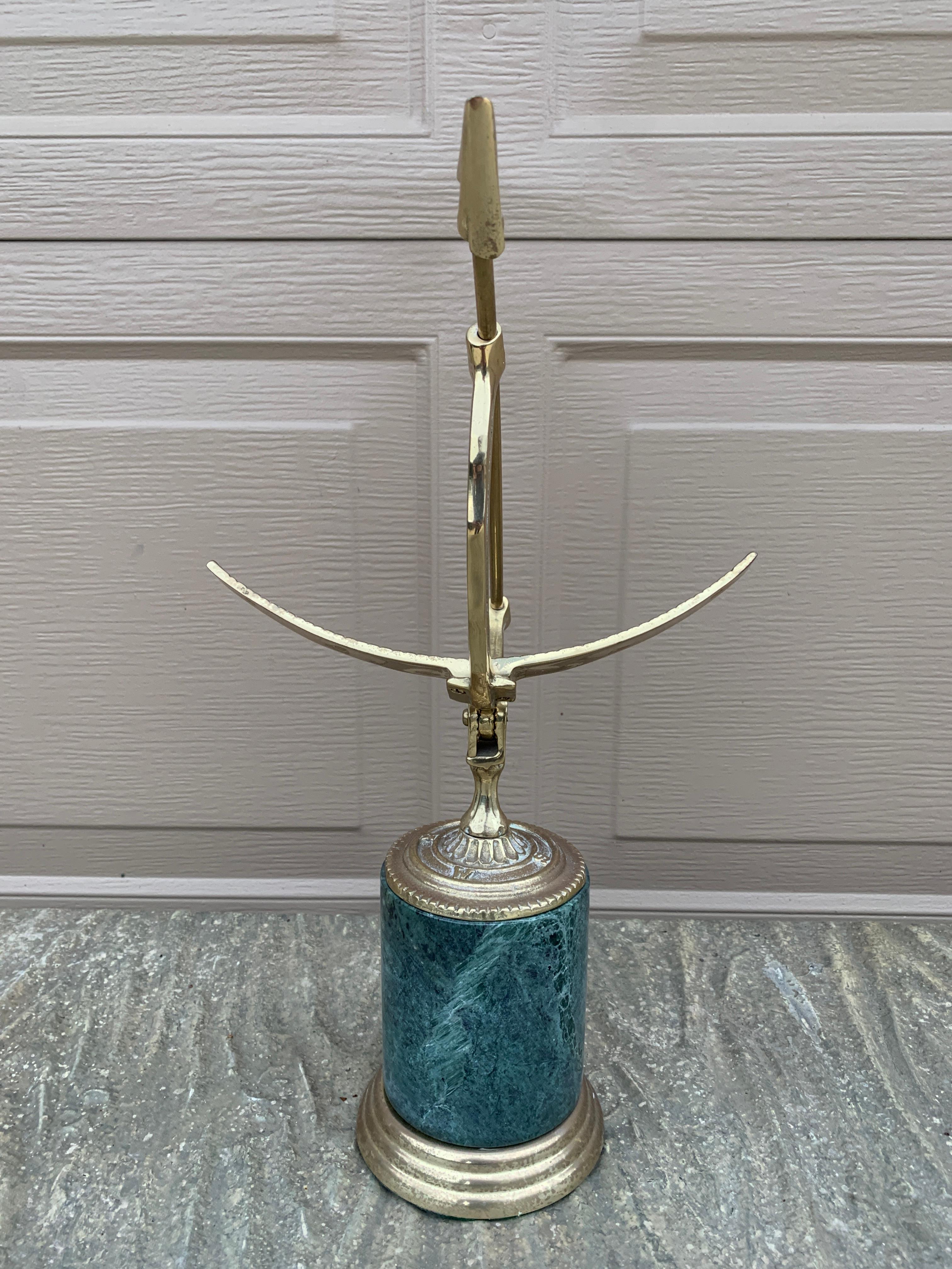 Vintage Neoclassical Brass Armillary Sundial on Green Marble Base For Sale 5