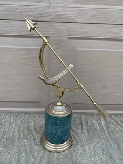 Vintage Neoclassical Brass Armillary Sundial on Green Marble Base