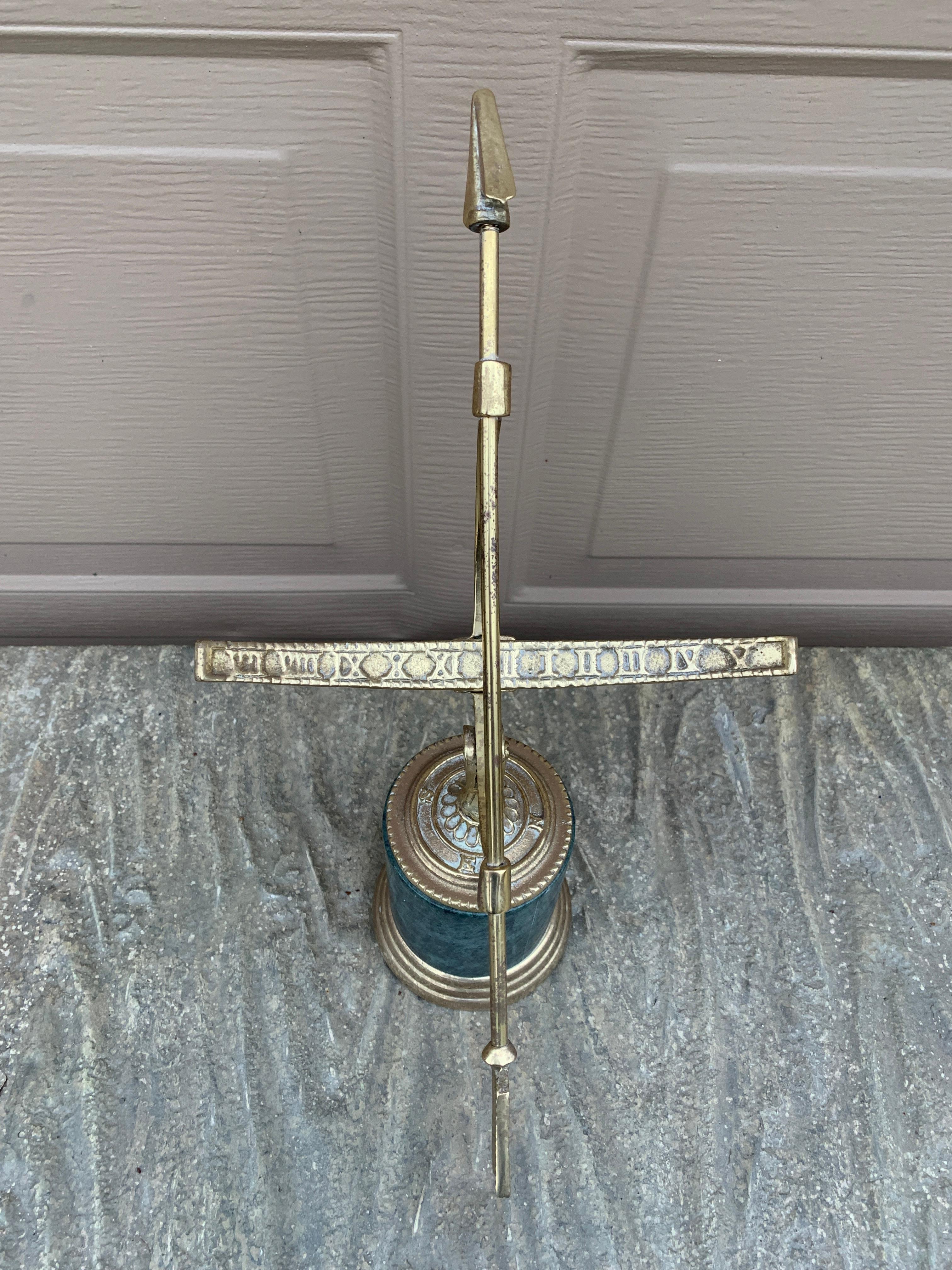 Vintage Neoclassical Brass Armillary Sundial on Green Marble Base For Sale 3
