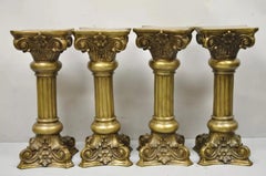 Vintage Neoclassical Brass Bronze Corinthian Column 29" Pedestal Plant Stand