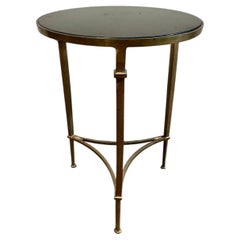 Vintage Neoclassical Bronze Finish Iron Round Accent Side Table Directoire Style