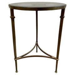 Vintage Neoclassical Bronze Finish Iron Round Accent Side Table Directoire Style