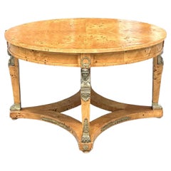 Vintage Neoclassical Burl and Ormolu Center Hall Table