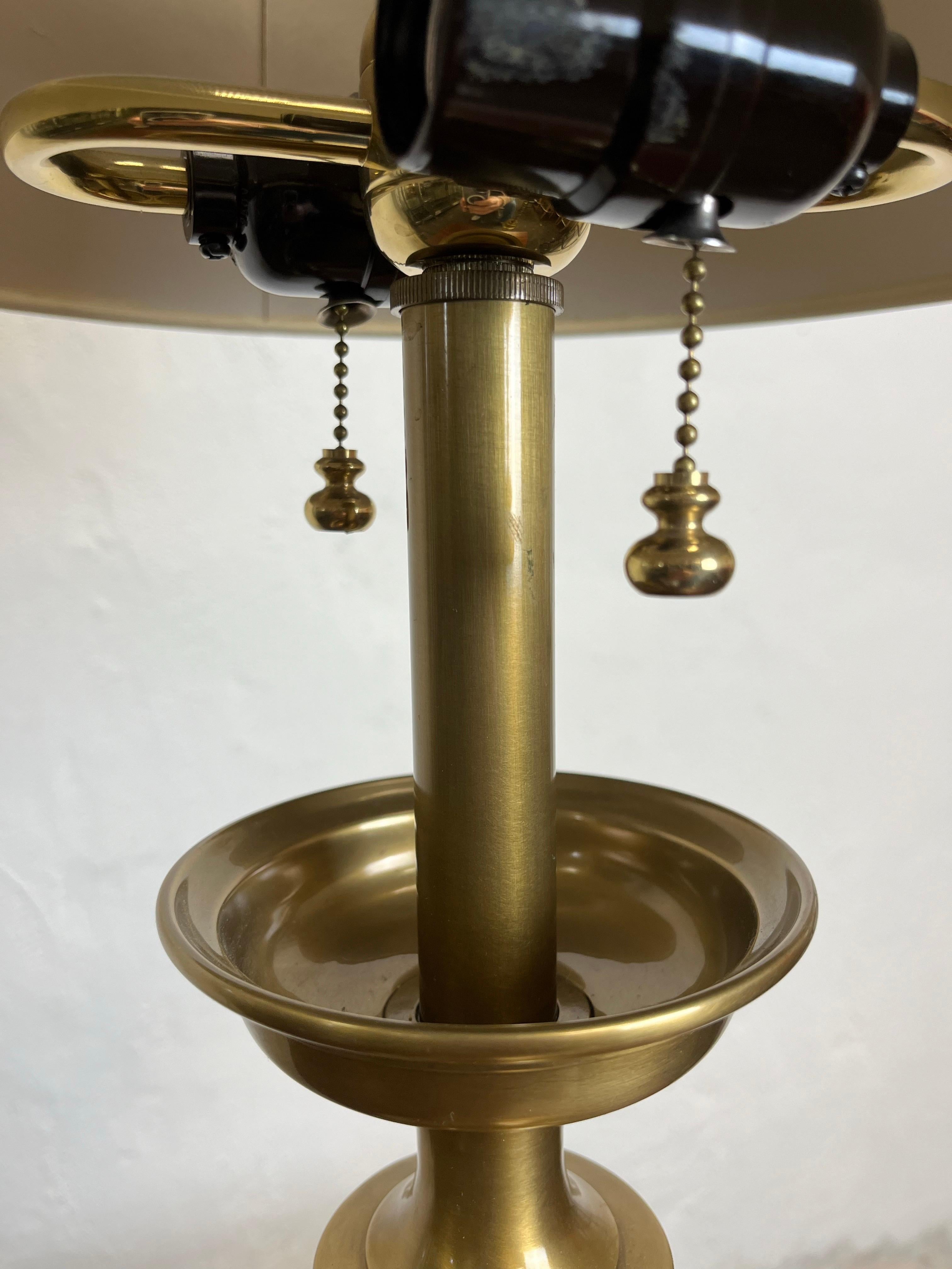 Vintage Neoclassical Candlestick Lamp Bouillotte In Good Condition For Sale In W Allenhurst, NJ