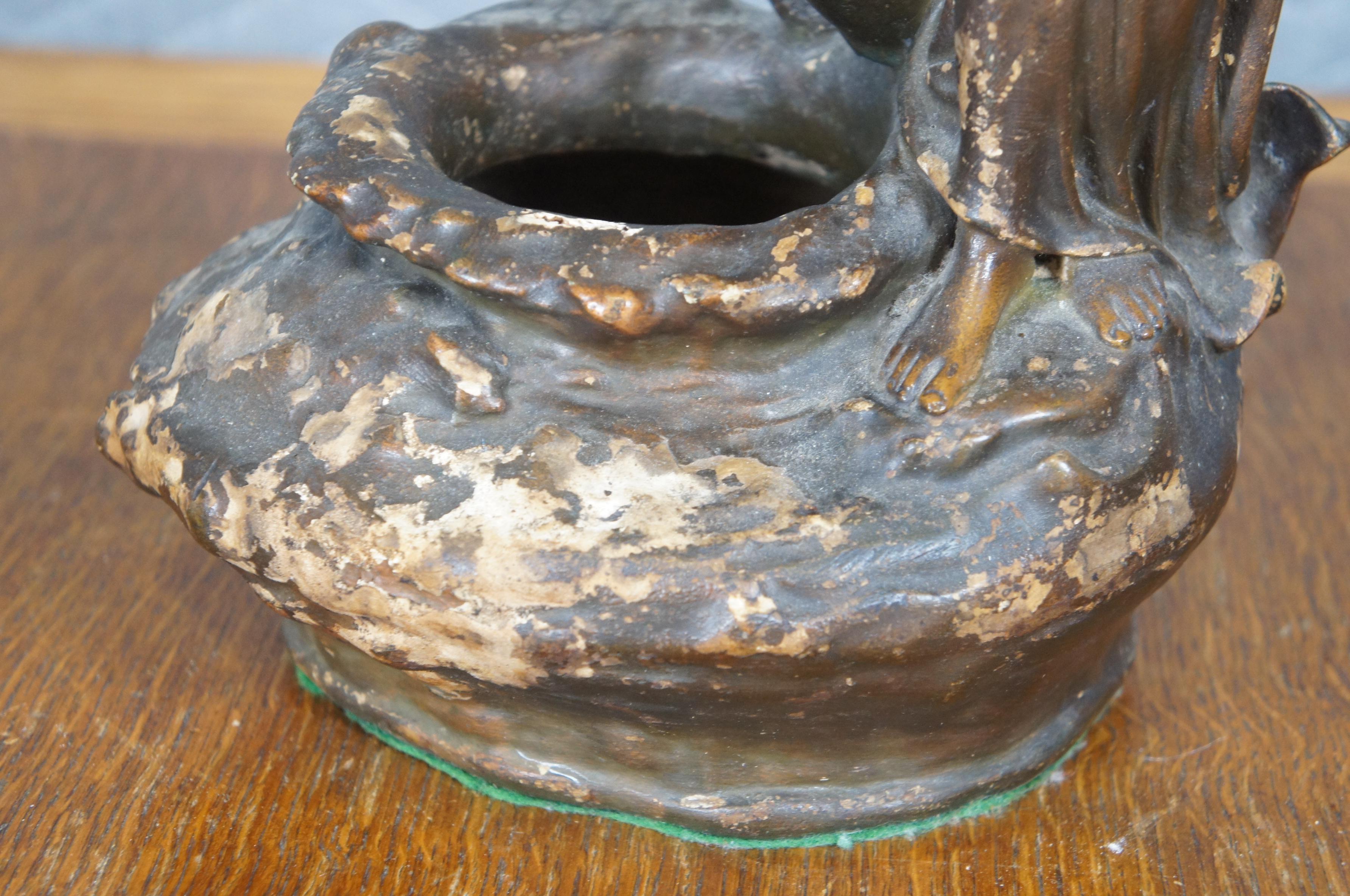 Vintage Neoclassico Dama in gesso con brocca Statua Vaso di gemme 16