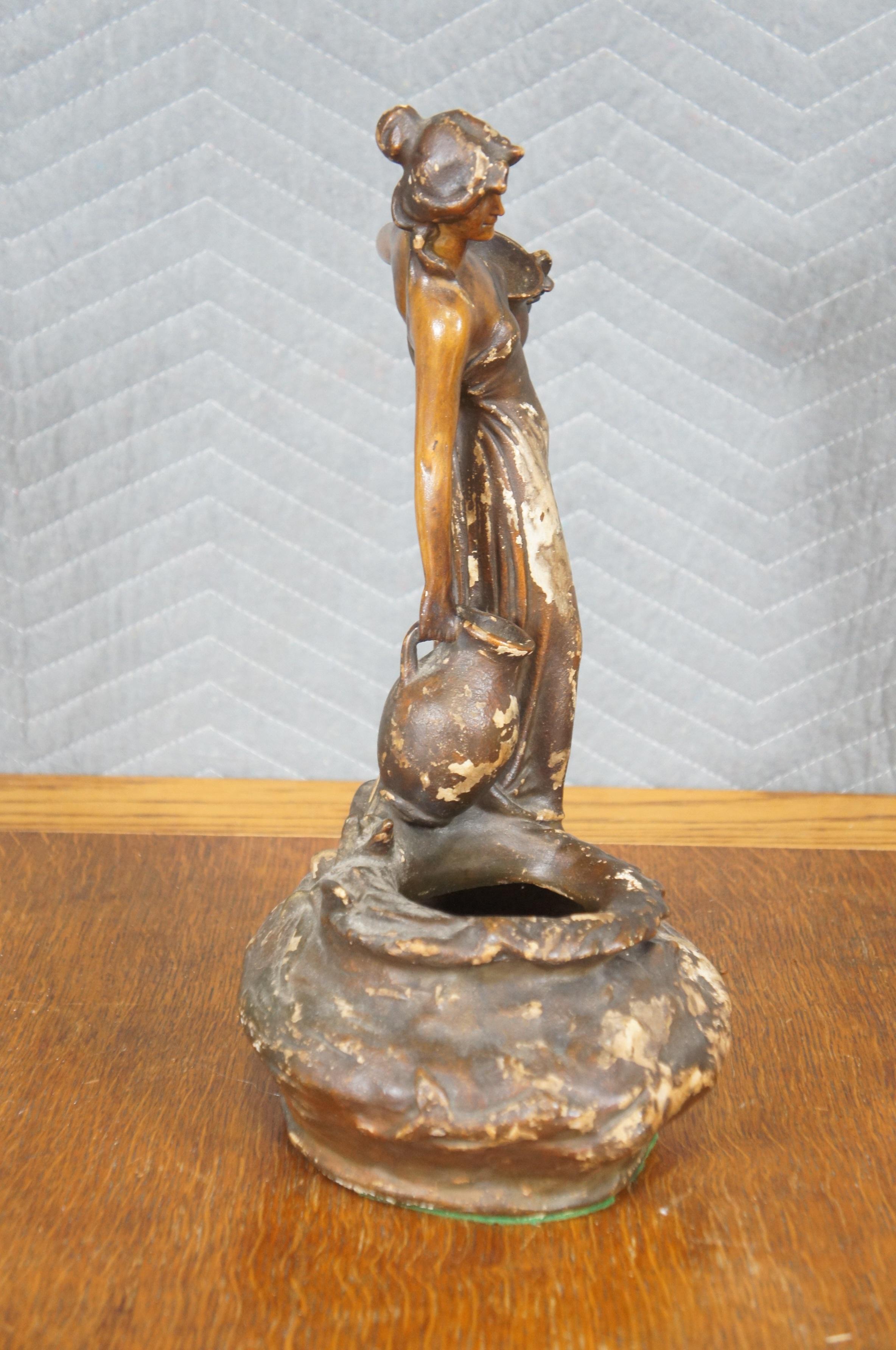 XX secolo Vintage Neoclassico Dama in gesso con brocca Statua Vaso di gemme 16