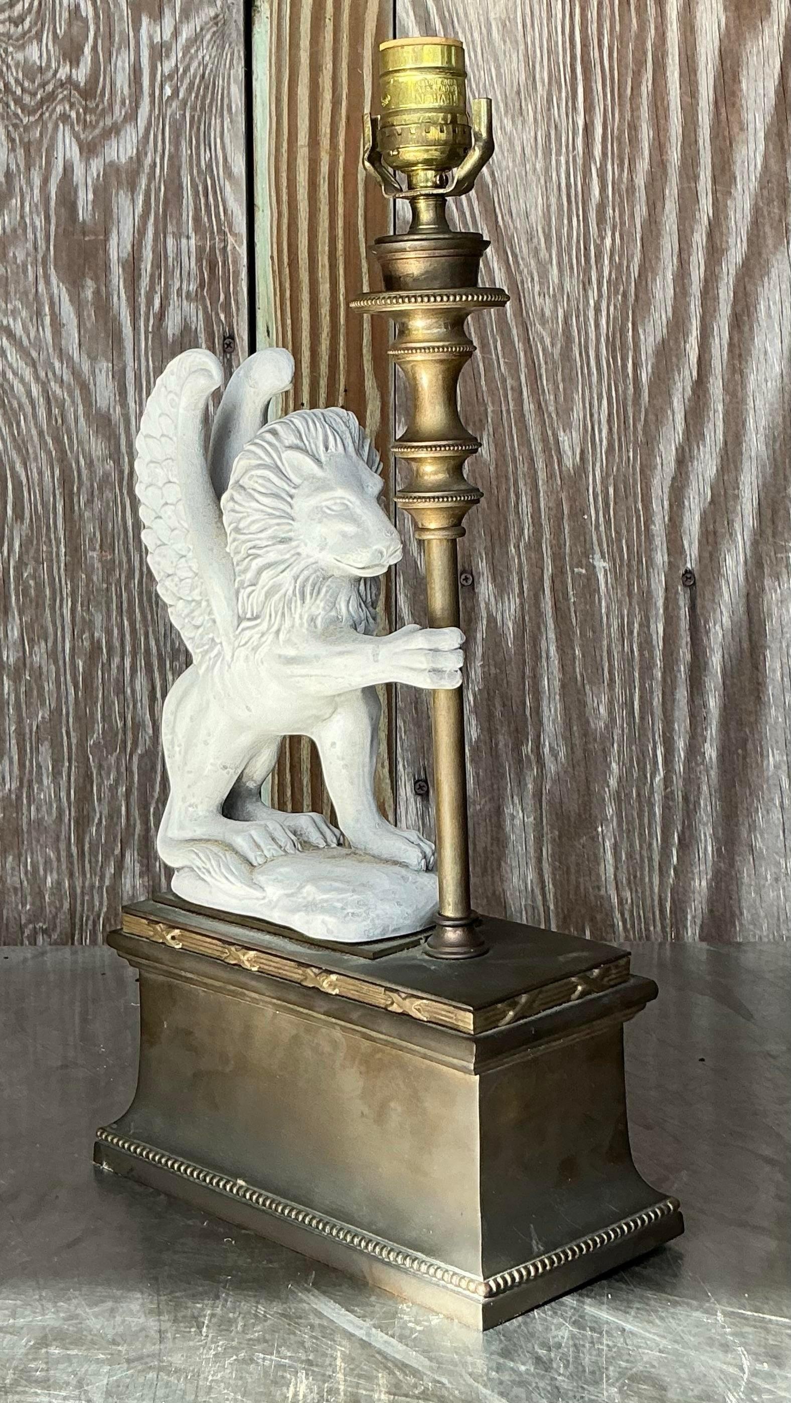 20th Century Vintage Neoclassical Chapman Winged Lion Lamp For Sale