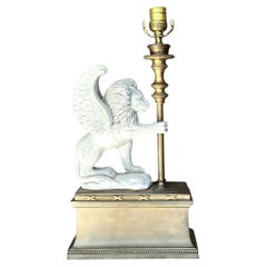 Vintage Neoclassical Chapman Winged Lion Lamp